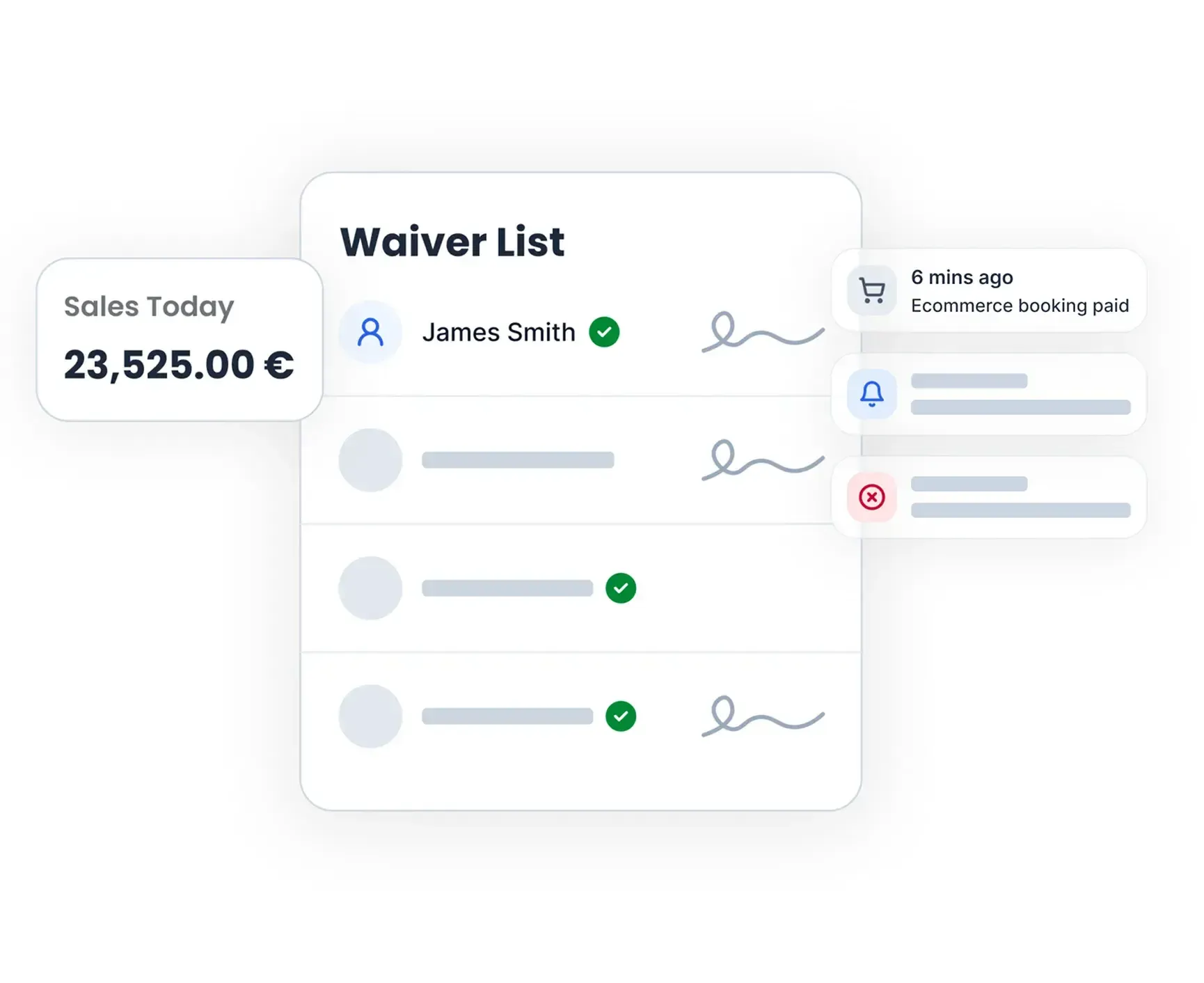 Digital waiver list in Bloowatch admin dashboard