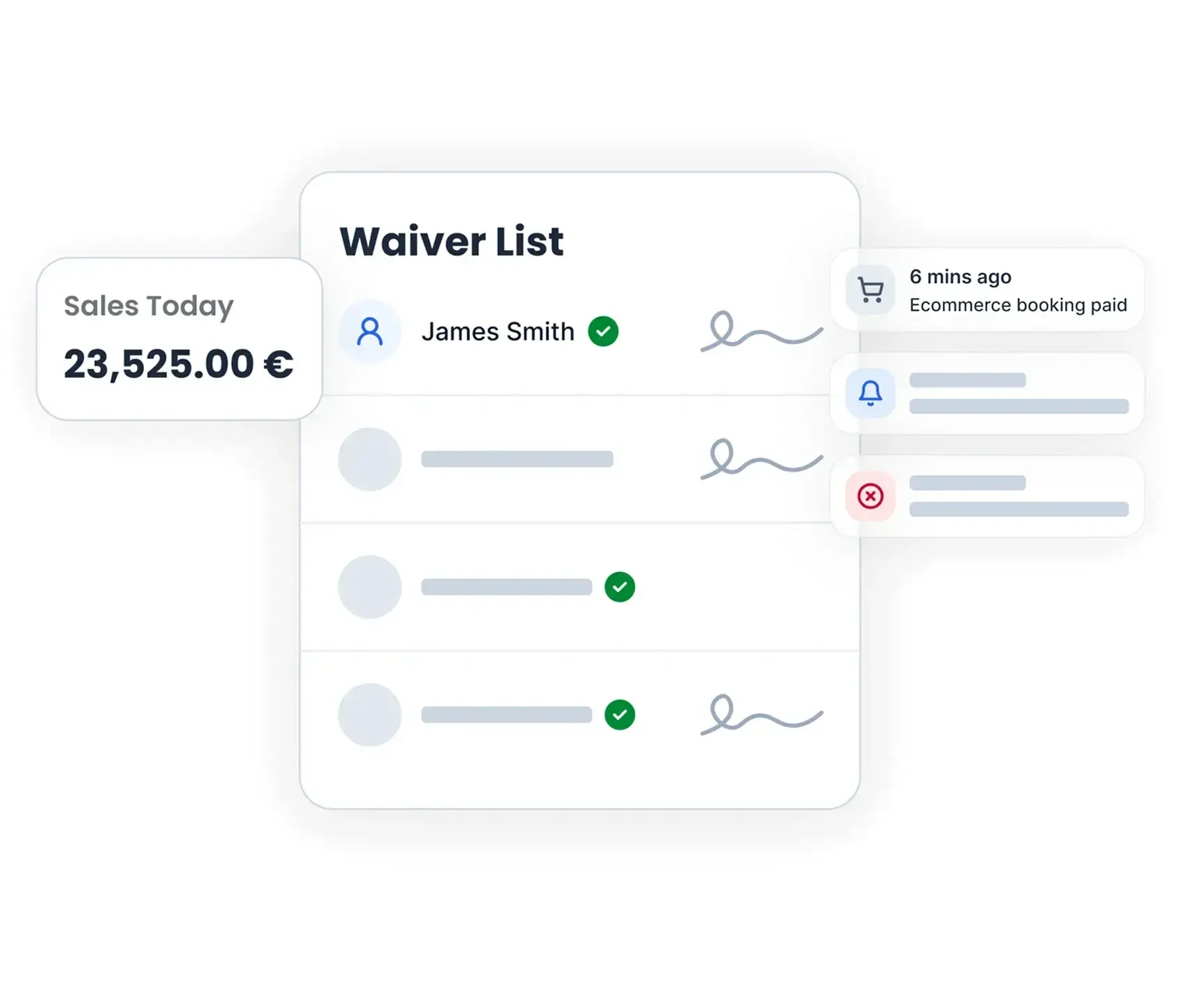 Digital waiver list in Bloowatch admin dashboard
