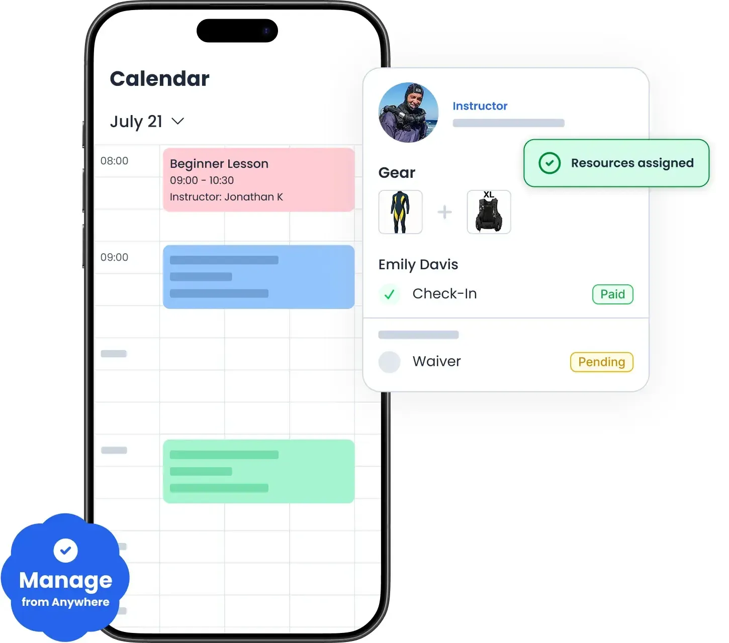 Activity manager viewing live schedule on Bloowatch