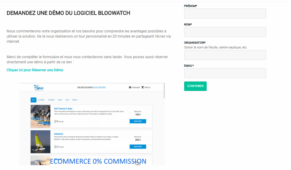 Exemple de page de destination Bloowatch