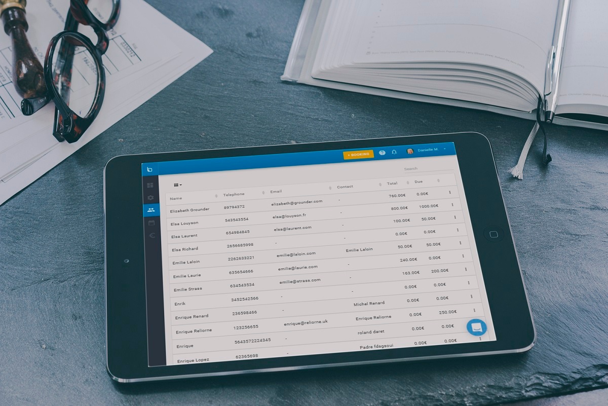 Clients segmented list on tablet
