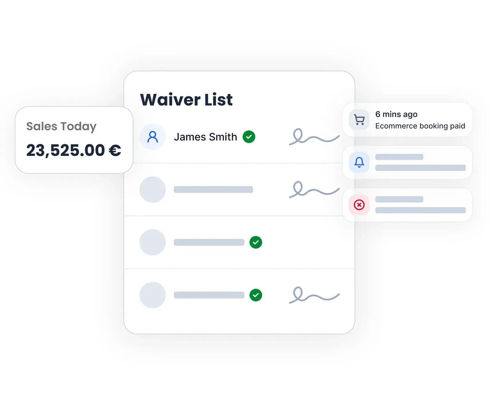 Digital waiver list in Bloowatch admin dashboard