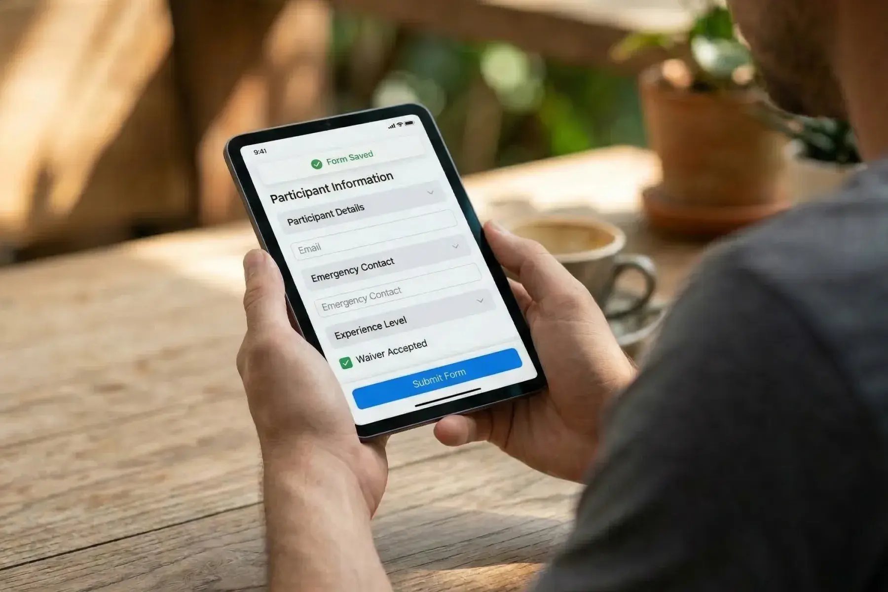 Guest completing a Bloowatch form on mobile before arrival so check-in is faster and safer.