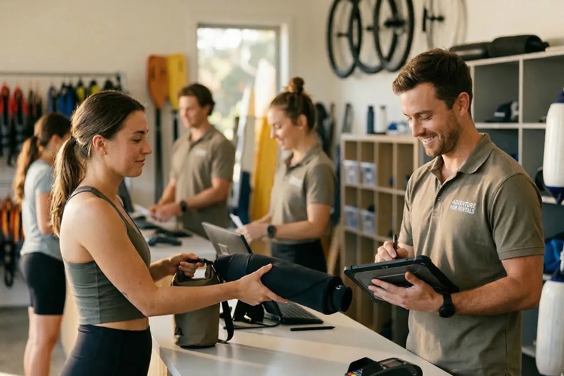 Team using Bloowatch to track returns, finalize charges, and close the day with clean reporting.