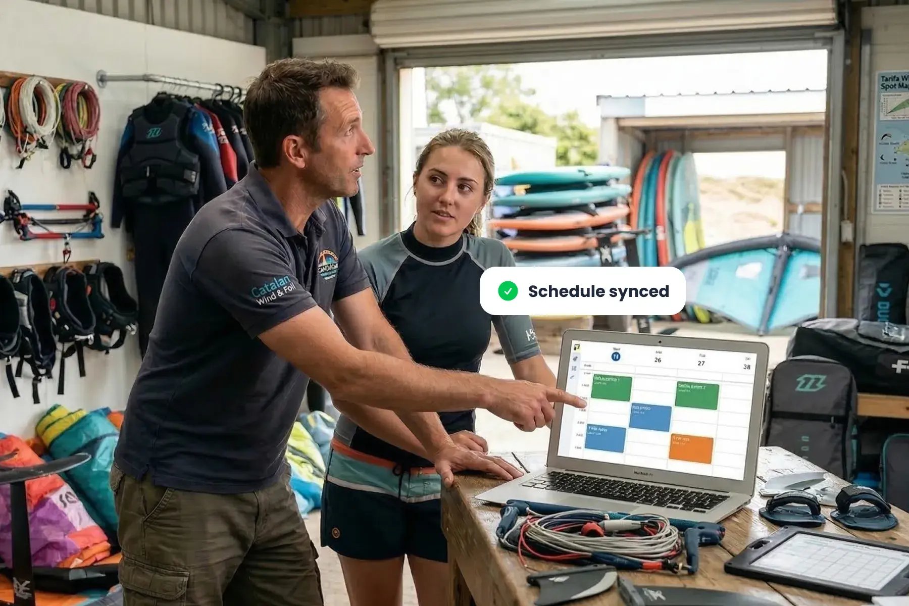 Team using Bloowatch to manage instructor and session scheduling in one shared, always up-to-date agenda.