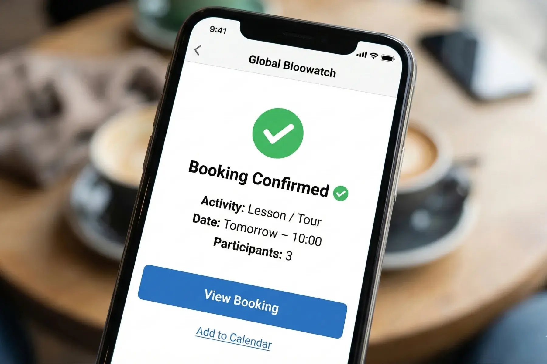 Payment links validated and notified to smartphone of surfcamp owner