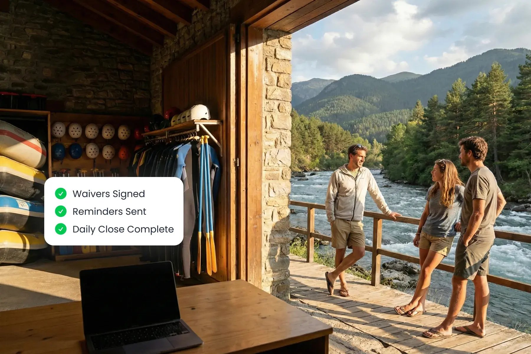 Bloowatch automating whitewater center communications, e-forms, and admin workflows from the base.