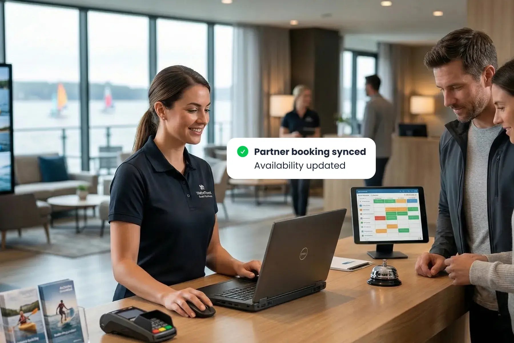 Front-desk staff using Bloowatch to keep partner and OTA bookings synced with live availability.