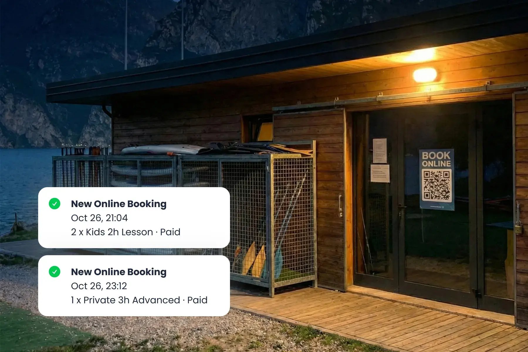 Bloowatch keeping direct sales, QR payments, and online bookings in sync for watersports operations.