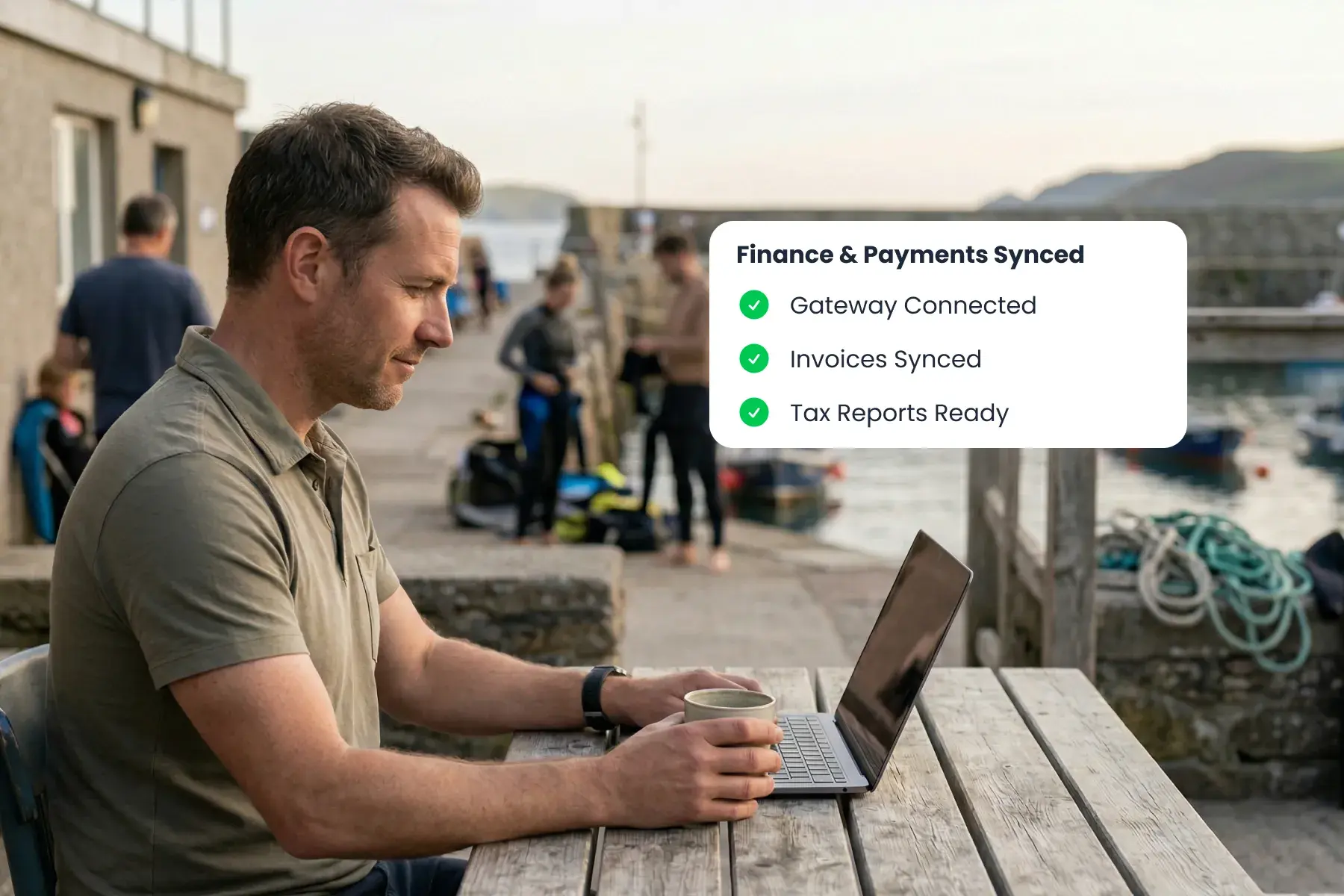 Staff member using Bloowatch finance integrations to sync payments, accounting, and compliance workflows.