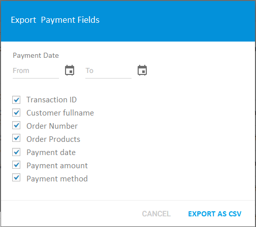 Export des données de paiement