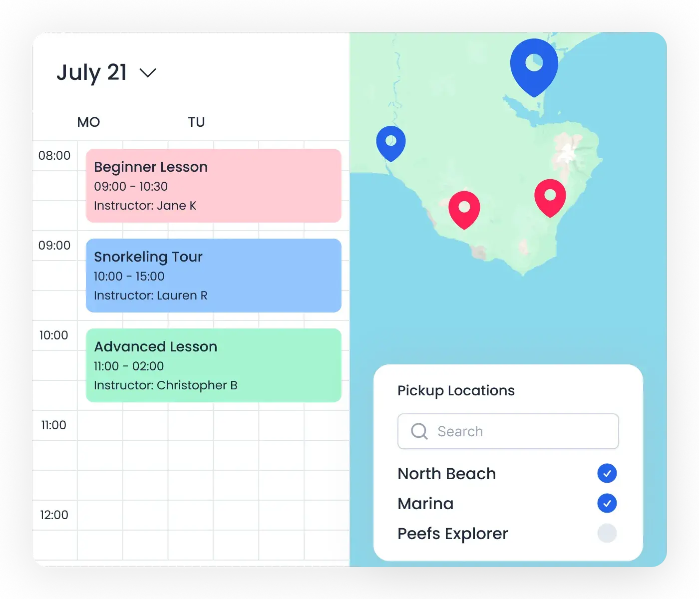 Gestion des lieux, points de rendez-vous et pickups dans Bloowatch