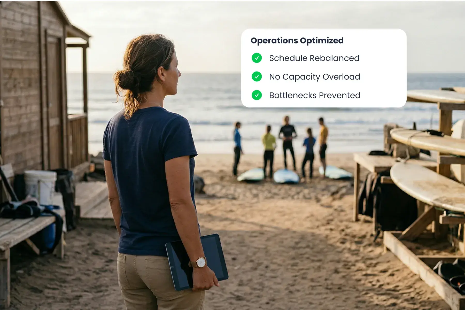 Bloowatchの稼働ダッシュボード。セッション全体の占有率・講師のワークロード・リソースのボトルネックを追跡